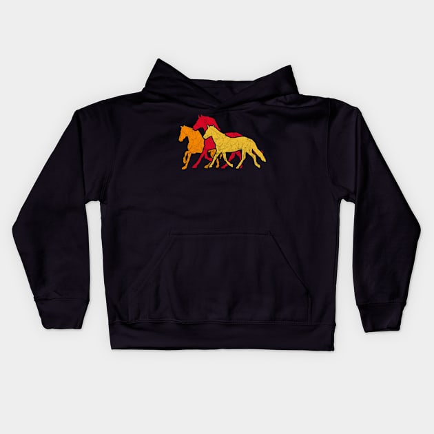 Horses Retro Vintage Kids Hoodie by hibahouari1@outlook.com